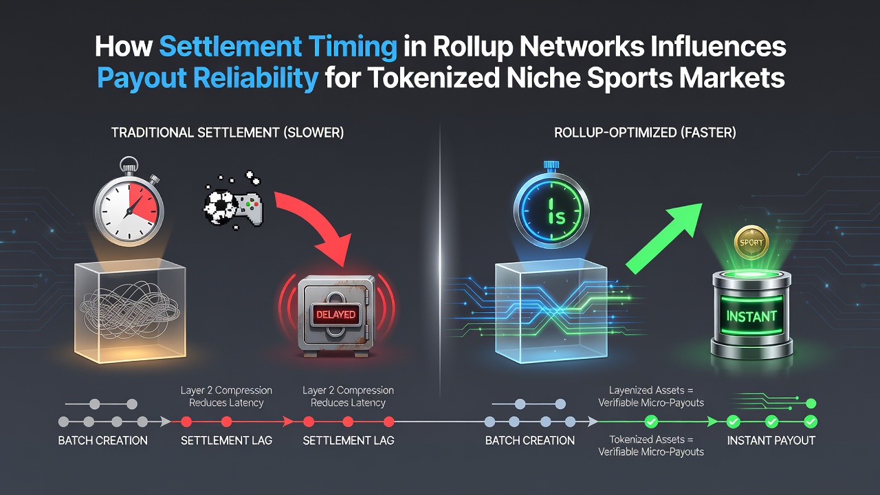 Visualisierung von Rollup-Netzwerken mit Fokus auf Settlement-Timing und Auszahlungsprozesse in dezentralen Sportmärkten