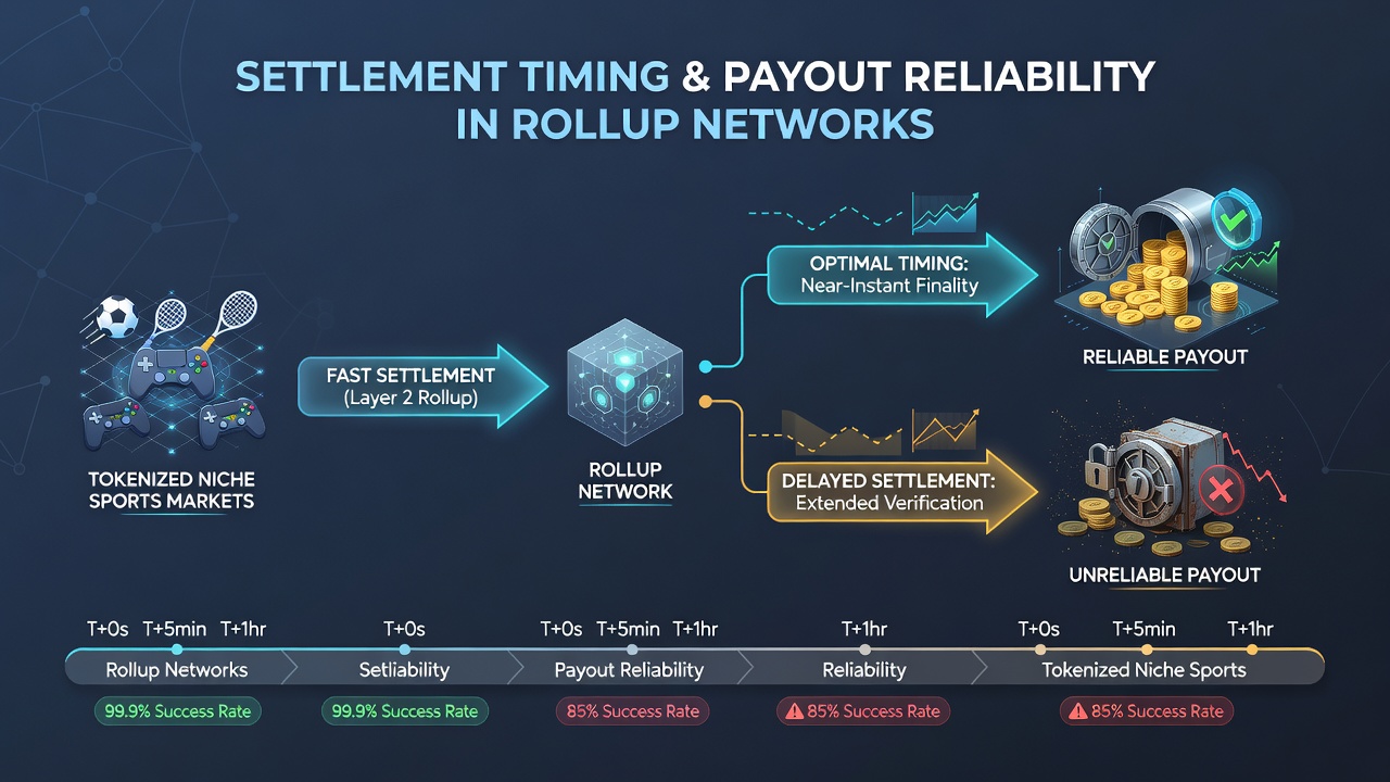 Darstellung von Auszahlungsflüssen und Timing-Effekten in tokenisierten Nischensportmärkten auf Rollup-Basis