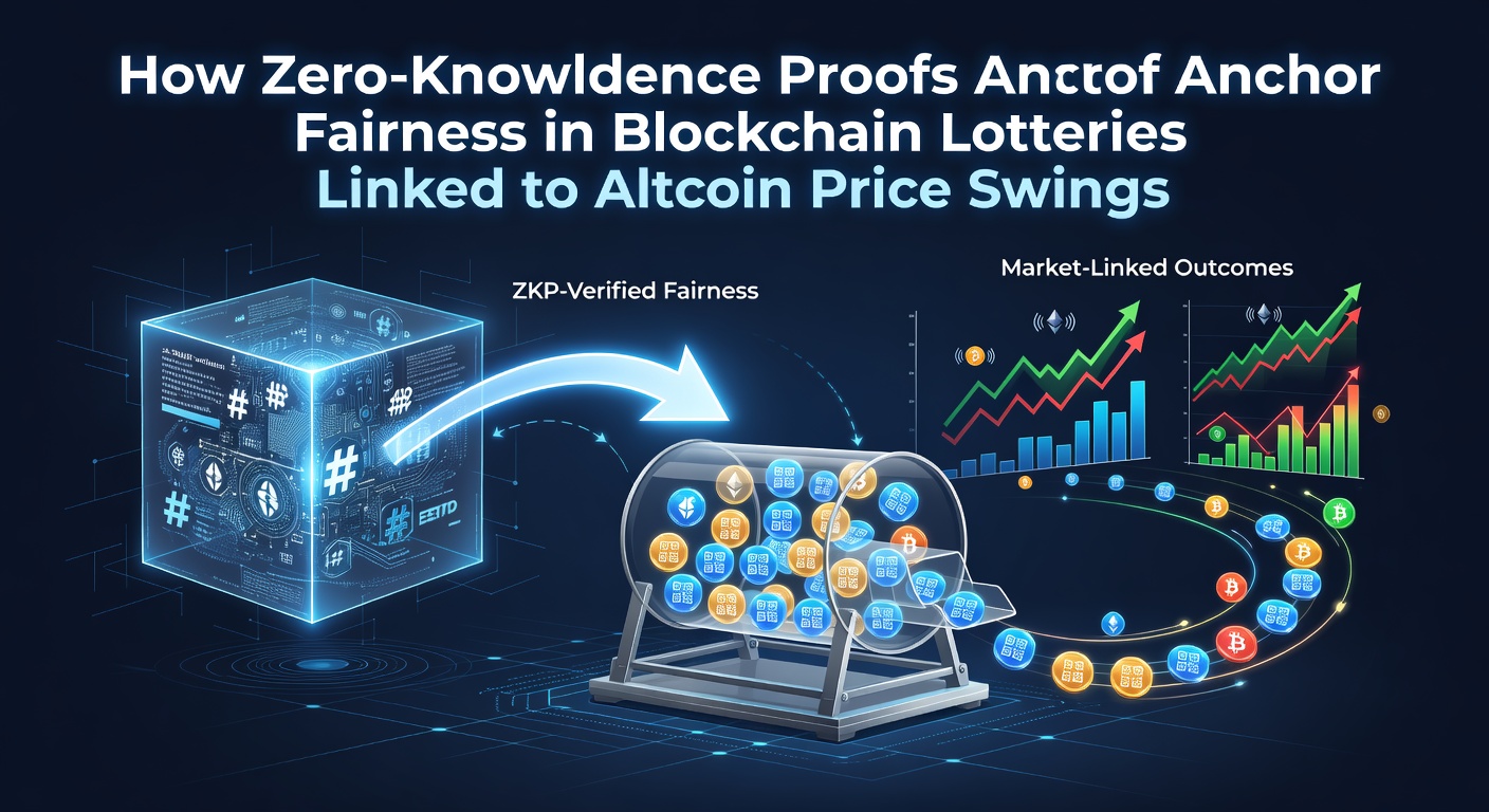 Illustration von Zero-Knowledge-Proofs in Blockchain-Lotterien mit Altcoin-Preisschwankungen