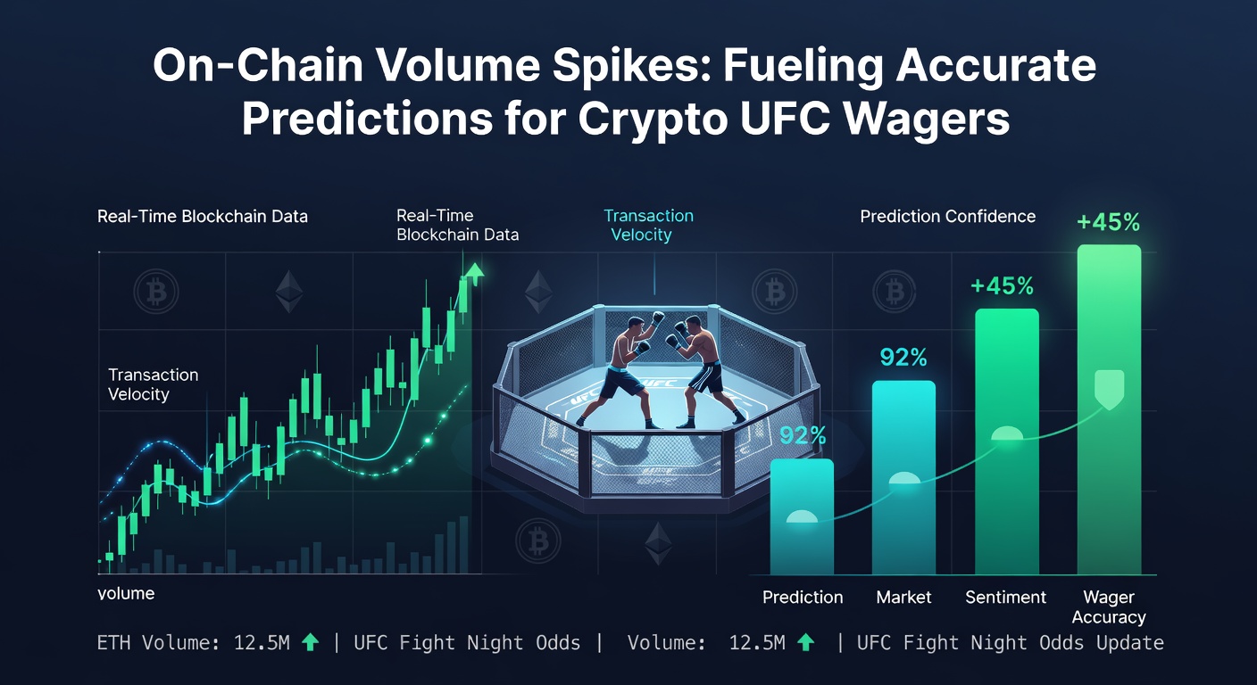 Diagramm vergleicht On-Chain-Volumen mit UFC-Wett-Odds-Änderungen über Zeitachse