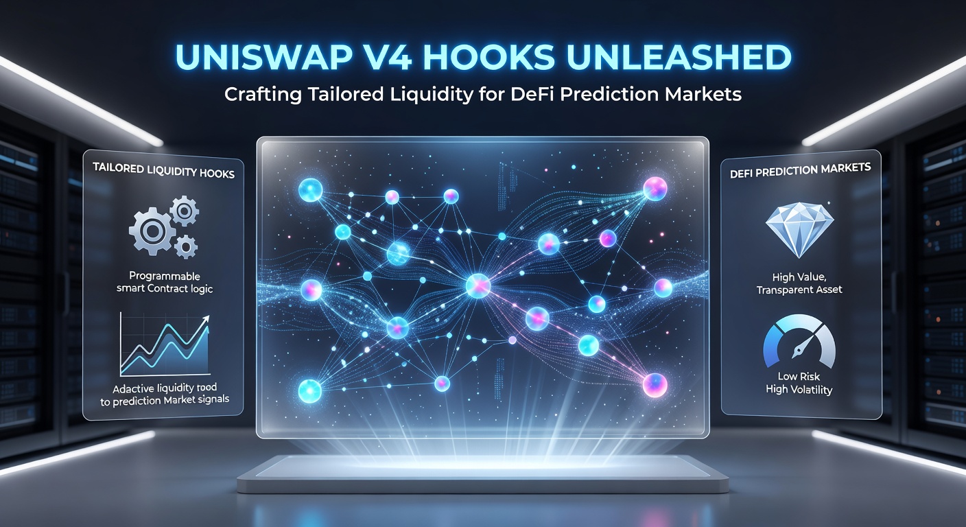 Detaillierte Infografik zu Hook-basierten Liquiditätsstrategien in Uniswap V4 für Prognosemärkte