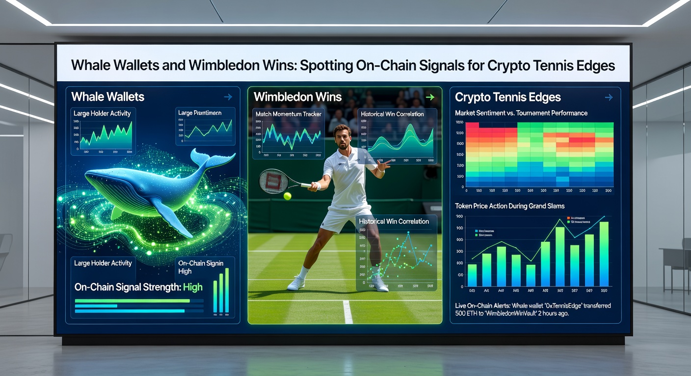 Diagramm mit On-Chain-Whale-Aktivitäten und korrespondierenden Wimbledon-Match-Ergebnissen